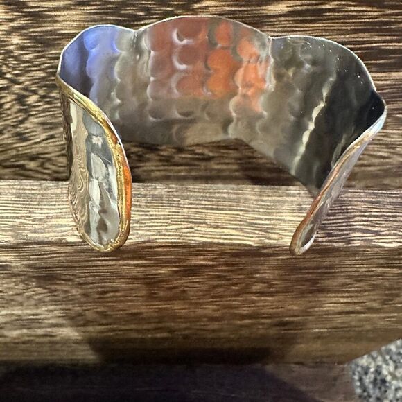 Artisan 2-Inch Wide Lapis Lazuli Cuff Bracelet, Adjustable‎ Mixed Metals, Gift R - Picture 4 of 13